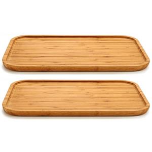 Kinvara Set van 2x stuks voedsel/hapjes serveerplank van bamboe x 24 cm met rand -