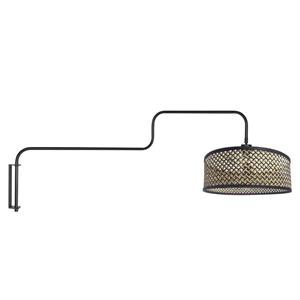 Steinhauer Wandlamp Bloeba zwart met bamboe kap 4181ZW