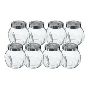 5five Kruidenpotten set - 8x stuks van 200 ml - glas - met rvs deksel - luchtdicht -