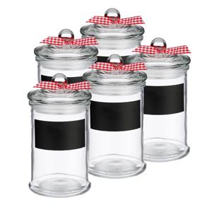 Secret de Gourmet Kruidenpotje/voorraadpotje met krijtvlak - 5x - 350 ml - glas -