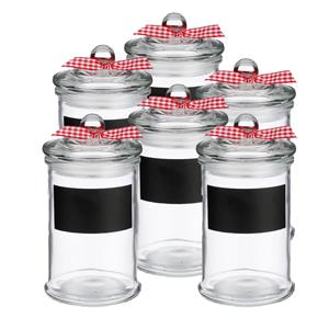 Secret de Gourmet Kruidenpotje/voorraadpotje met krijtvlak - 6x - 350 ml - glas -