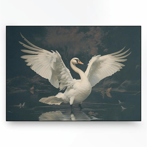 Urban Cotton Wandkleed Swan Lake in zwart frame