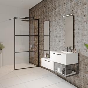 Riho Inloopdouche  Grid 100x200 cm 6 mm Helderglas Zwarte Profielen 