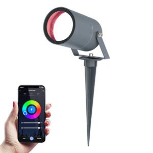 HOFTRONIC SMART Spikey - Smart Prikspot WiFi + Bluetooth - Aluminium ancraciet - RGBWW 16,5 miljoen kleuren - IP65 waterdicht - Ook als wandspot - Voor Google Home, Amazon Alexa en Siri