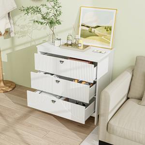 Costway Moderne Ladekast met 3 Laden Opbergkast met Anti-Kantelpakket Bijzettafel Multifunctionele Bijzetkast met 3 Niveaus voor Thuis