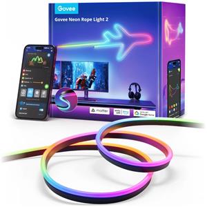 Govee Neon Strip Light 4 Meter black Matter ready H61D4C11 LED-strip basisset 100 V, 230 V, 24 V 4 m RGB 1 stuk(s)