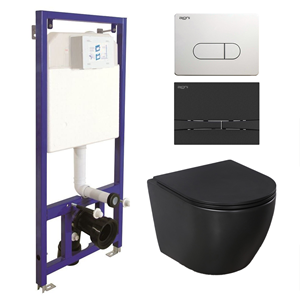 Sanigoods Andes toiletset met Saniclear Itsie randloos toilet zwart mat