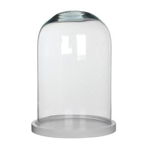 Mica Decorations Stolp Hella - glas en wit eikenhout - 21 x 30 cm -