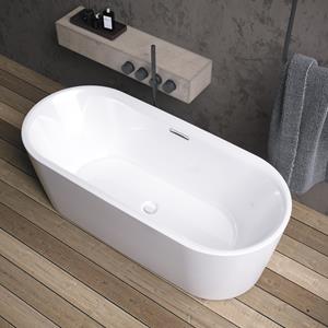 Riho Modesty vrijstaand bad 170x75cm wit glans met Fall overloop
