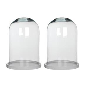 Mica Decorations 2x Glazen decoratie stolpen Hella op wit houten plateau 21 x 30 cm -