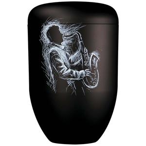 Urnwebshop Design Urn Geschetste Saxofonist (4 liter)