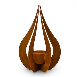 Urnwebshop XXL Teardrop Duo Urn Cortenstaal, Tuin Ornament (9 liter)
