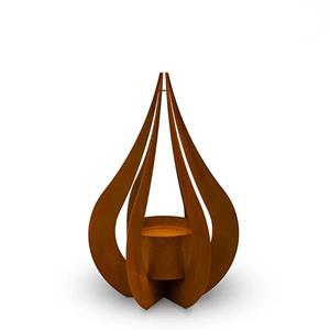 Urnwebshop Grote Teardrop Urn Cortenstaal, Tuin Ornament (4.8 liter)