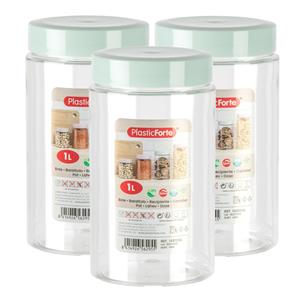 PlasticForte Voorraadpot/bewaarpot - 6x - 1L - kunststof - mint groen - B10 x H17 cm -
