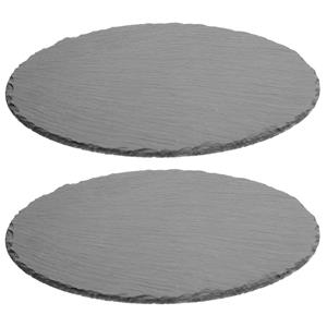 Secret de Gourmet Serveerplankje voor hapjes/fingerfood  - 2x - Dia 28 cm - Leisteen - borrelplank - tapasplank -