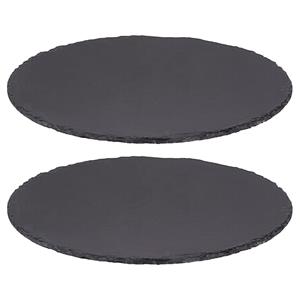 Secret de Gourmet Serveerplankje voor hapjes/fingerfood  - 2x - Dia 32 cm - Leisteen - borrelplank - tapasplank -