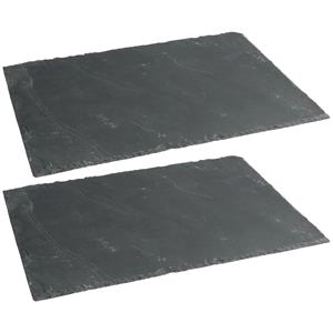 Secret de Gourmet Serveerplankje voor hapjes/fingerfood  - 2x - 30 x cm - Leisteen - borrelplank - tapasplank -