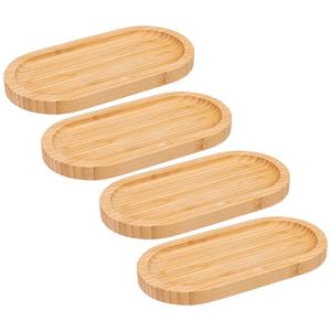 5five Serveerplankje voor hapjes/fingerfood  - 4x - 20 x 10 cm - bamboe hout - borrelplank - tapasplank -