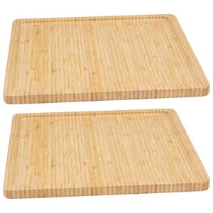 5five Serveerplankje voor hapjes/fingerfood  - 2x - 30 x 30 cm - bamboe hout - borrelplank - tapasplank -