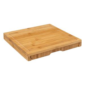 Secret de Gourmet Borrelplank/kaasplank set - inclusief 4x kaasmes - bamboe hout - 30 x 30 cm - serveerplank -