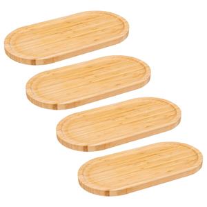 5five Serveerplankje voor hapjes/fingerfood  - 4x - 30 x 15 cm - bamboe hout - borrelplank - tapasplank -