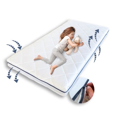Kids Collective Kindermatras AERO PLUS met ventilatiestroken 10 cm hoog, babymatras 70 x 140 wit zonder hoeslaken