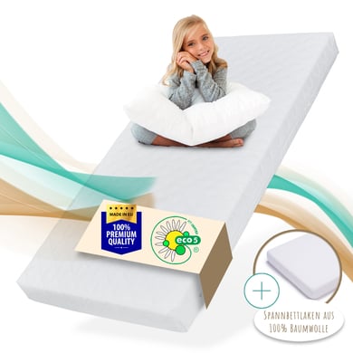 Kids Collective Kindermatras 90x200 cm met wasbare hoes wit met hoeslaken