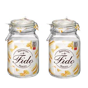 Bormioli Set van 3x stuks voorraadpot/weckpot 2000 ml glas met metalen beugelsluiting -
