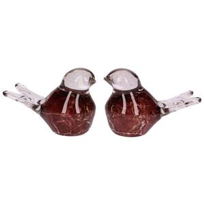 Urnwebshop Twee Kristalglazen Mini Vogel Urnen, Multibruine Buikjes (0.06 liter)