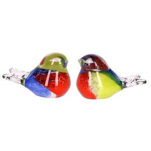 Urnwebshop Twee Kristalglazen Roodborst Vogel Urnen, Multicolour Buikjes (0.06 liter)