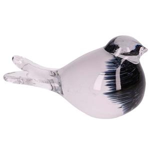 Urnwebshop Kristalglazen Mini Vogel Urn Zwartwit Buikje (0.03 liter)