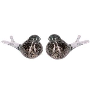 Urnwebshop Twee Kristalglazen Mini Vogel Urnen, Dark Golddust Buikjes (0.06 liter)