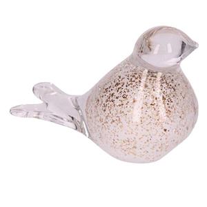 Urnwebshop Kristalglazen Mini Vogel Urn White Golddust Buikje (0.03 liter)