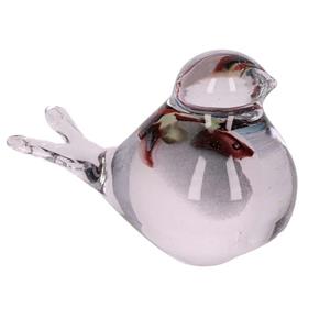 Urnwebshop Kristalglazen Mini Vogel Urn Witgevlekt Buikje (0.03 liter)