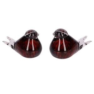 Urnwebshop Twee Kristalglazen Mini Vogel Urnen, Bruingevlekte Buikjes (0.06 liter)