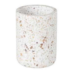 Xenos Tandenborstel beker Terrazzo - wit - ø7.3x10 cm