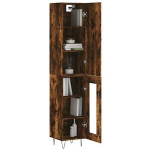 vidaXL Hoge kast 34,5x34x180 cm bewerkt hout gerookt eikenkleurig