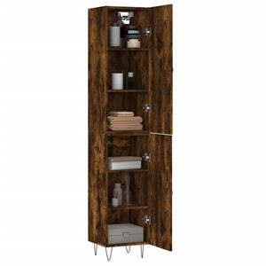 vidaXL Hoge kast 34,5x34x180 cm bewerkt hout gerookt eikenkleurig