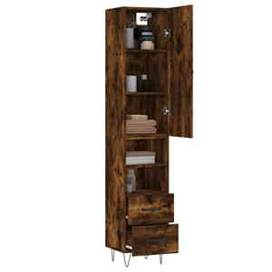 vidaXL Hoge kast 34,5x34x180 cm bewerkt hout gerookt eikenkleurig