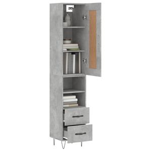 vidaXL Hoge kast 34,5x34x180 cm bewerkt hout betongrijs