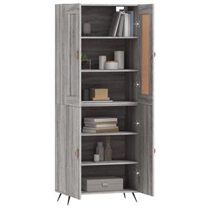 vidaXL Hoge kast 69,5x34x180 cm bewerkt hout grijs sonoma eikenkleurig