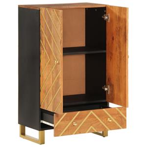 vidaXL Hoge kast 60x33,5x100 cm massief mangohout bruin en zwart