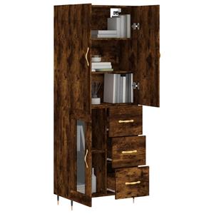 vidaXL Hoge kast 69,5x34x180 cm bewerkt hout gerookt eikenkleurig