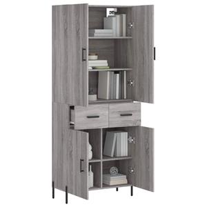 vidaXL Hoge kast 69,5x34x180 cm bewerkt hout grijs sonoma eikenkleurig