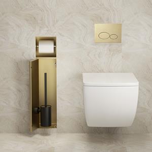 Mueller Gold inbouw toiletrol en borstelhouder betegelbaar messing geborsteld