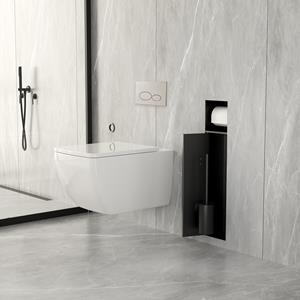 Mueller Black inbouw toiletrol en borstelhouder betegelbaar zwart mat
