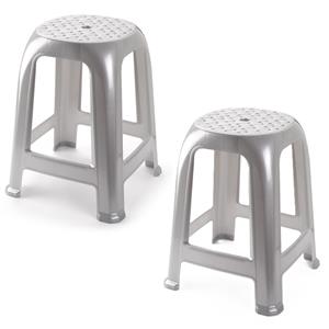 PlasticForte Zit krukjes - 2x - zilver - kunststof - x x cm - extra zitplaatsen -
