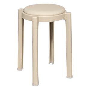 5five Five Bijzet krukje/stoel - beige - D41 x H47 cm - Stapelbaar -
