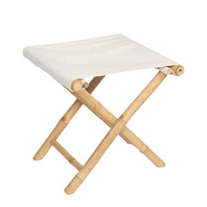 Tendance Bijzet krukje/stoel - Inklapbaar - creme wit - vouwkruk - bamboe/polyester - x x cm -