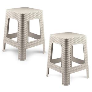 PlasticForte Zit krukjes - 2x - beige - rotan kunststof - x x cm - extra zitplaatsen -